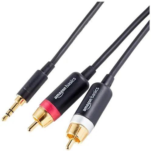 Amazon Basics Cavo adattatore da 3.5 mm a 2 RCA maschio, 2.44 m, Oro