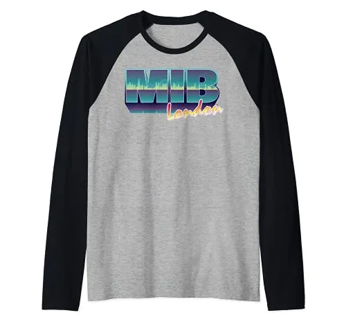 M.I.B. London Retro Style Logo Maglia con Maniche Raglan