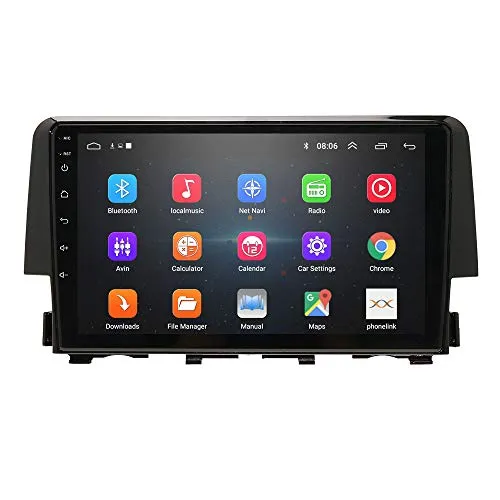 Android 9.0 2 Din Navigazione GPS per auto Radio stereo Bluetooth per Honda Civic 2016-2018 con supporto touch screen da 8 pollici Mirror-link WiFi FM DVR OBD2 DAB +