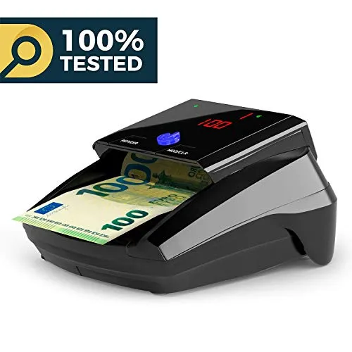 Verificatore di banconote false Detectalia D7, cavo per aggiornamento e batteria ricaricabile