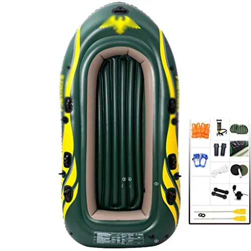 YUESFZ Kayak gonfiabili Kayak Sit on Top Gommone Pieghevole, Gommone Addensato Resistente all'Usura, Barca D'assalto Extra Spesso 2/3/4 Persone (Color : Green-9ft -4 People)