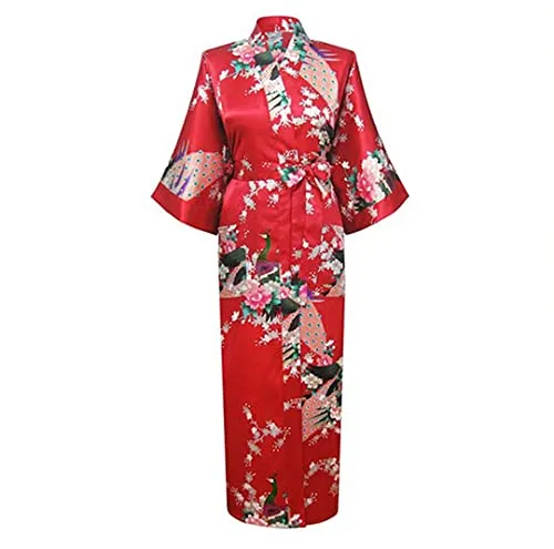 Verde chiaro sposa sposa damigella d'onore vestirsi femminile vestaglia accappatoio stile lungo donne pigiameria kimono abito da bagno plus size Rosso S
