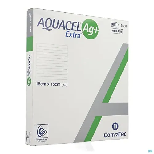 Aquacel Ag Extra, garza quadrata per medicazioni, 15 x 15 cm