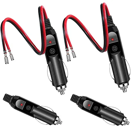 RUNCCI-YUN 4 pz Spinotto Presa Accendisigari Auto,Auto Accendisigari Cavo, 12V 24V con Fusibile da 10A, per Inverter Auto, Pompa ad Aria, Coppa elettrica, autoradio