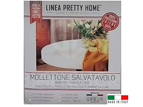 GBiancheria Mollettone COPRITAVOLO SALVATAVOLO Bianco Rettangolare Rotondo Ovale Quadrato Made in Italy (Rotondo 140)