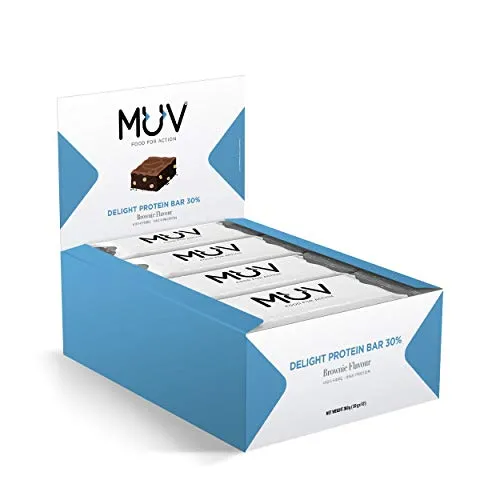 MUV Food for Action - Barretta proteica gusto brownie, 30 g, confezione da 12
