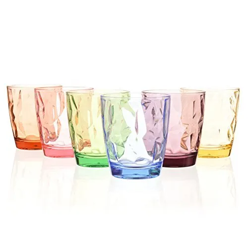 YINJOYI 390ml Bicchieri di plastica Drinking Kids Bicchieri di Vetro Adulti Colored Picnic Bicchieri per Succo Birra Acqua e Bevande riutilizzabile(6 Colors)