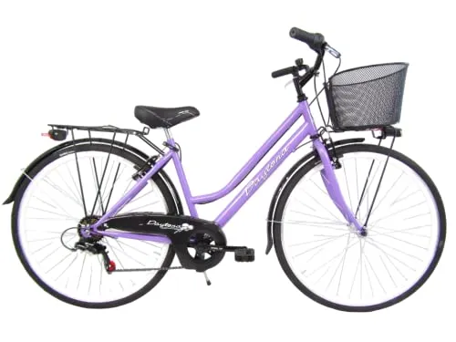 Daytona bicicletta donna bici da passeggio city bike 28 trekking shimano 6v con cesto colore viola