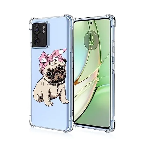 COMAKU Custodia per Motorola Edge 40 Pro 5G, in morbido TPU, con motivo a rilievo, colore: Trasparente - Cane