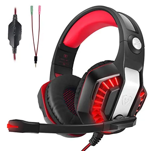 CHEREEKI Cuffie da Gaming,Cuffie da Gioco con Microfono e Illuminazione a LED per PS4, Xbox One, PC, Nintendo Switch, Laptop, Tablet