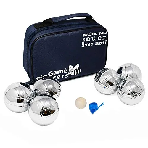 Big Game Hunters Kit de Bocce in Una Borsa di Tela, 6 Sfere Cromate con 2 Disegni incisi