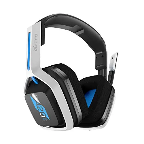 ASTRO Gaming A20 Cuffia Wireless, Gen 2, Leggere e Resistenti, Microfono flip-to-mute, Batteria +15h, Portata Wireless di 15 m, per PlayStation 5, PS4, PC e Mac, Bianco/Blu