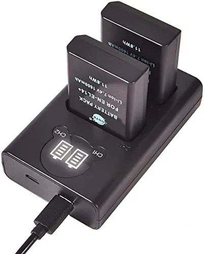 DSTE 2-Pack Batteria + Doppio USB Caricabatteria per Nikon EN-EL14 EN-EL14A DF D3100 D3200 D3300 D3400 D3500 D5100 D5200 D5300 D5500 P7000 P7100 P7200 P7700 P7800