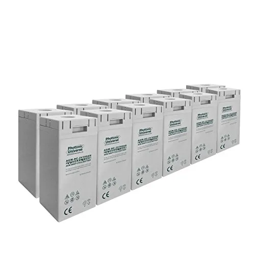 24 V 7.2 kWh 300 Ah AGM Deep Cycle battery bank (12 x 2 V batterie) per grande solare, vento, off-grid sistemi di alimentazione o uso domestico/emergenza accumulo di energia