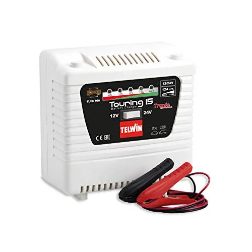 Telwin 807592 TOURING 15 Caricabatterie con controllo elettronico 230V, 12V/24V