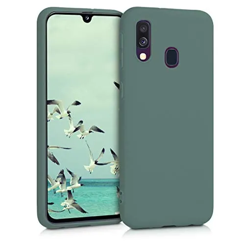 kwmobile Custodia Compatibile con Samsung Galaxy A40 Cover - Back Case per Smartphone in Silicone TPU - Protezione Gommata - verde militare