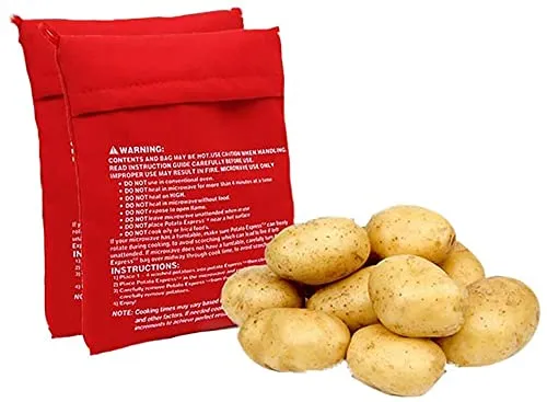 Sacco Cuoci Patate In Microonde,2 PCS Sacchetto per Patate a Microonde Express Sacchetto per Cuocipatate Lavabile e Riutilizzabile Patate al Forno in Soli 4 Minuti