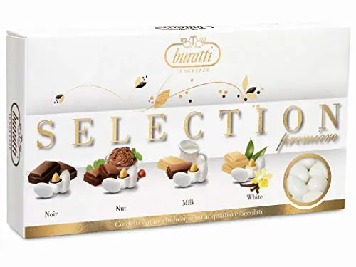 Buratti Confetti Dragées alle Mandorle Ricoperti di Cioccolato Selezione Tendresses 1 Kg - fondente, nocciola, latte e bianco