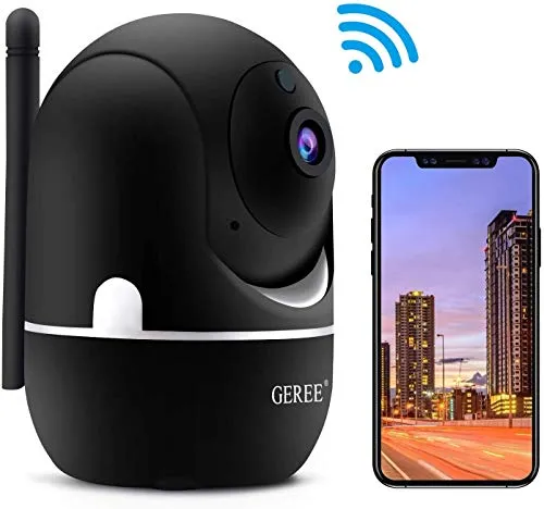 Geree Telecamera di sicurezza per interni 1080P Pan/Tilt/Zoom Wifi Camera Baby Monitor con Cloud Storage, Rilevamento di movimento, Audio bidirezionale, IR visione notturna