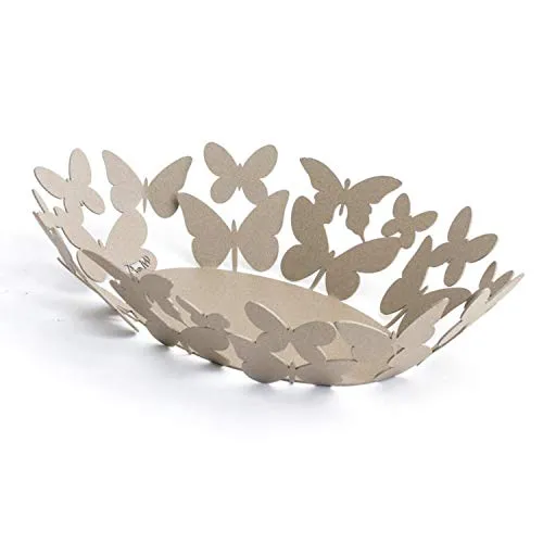 Arti & Mestieri Butterfly - Centro Tavola Ovale di Design 100% Made in Italy - in Ferro, 43 x 25 x 9 cm - Beige