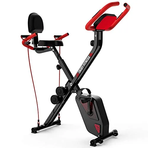 Stepper Bici Pieghevoli Pieghevole Spinning Bike Household silenziosa Cyclette magnetron Indoor Attrezzature for Il Fitness Piede Cyclette può sopportare 110kg (Color : Red, Size : 35 * 40.5 * 110cm)