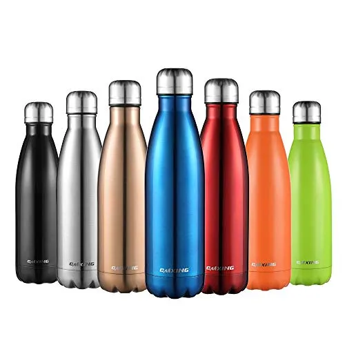 CMXING Bottiglia Acqua, 500ml/ 750ml Doppia Parete Acciaio Inox Sottovuoto Coibentato Bottiglia Termica, Sport Borracce Thermos (Blu, 750ML)