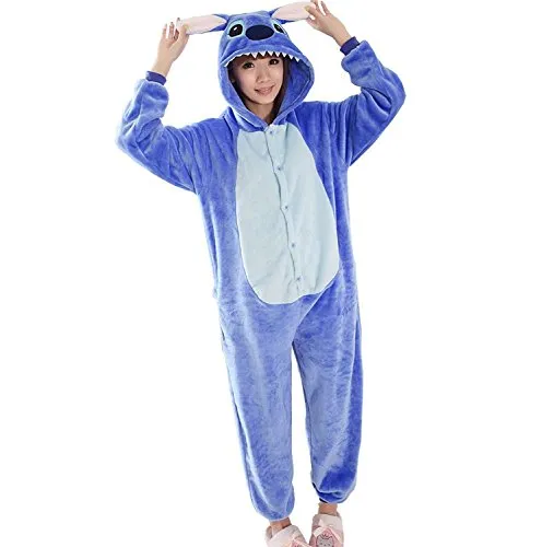 Minetom Blu Stitch Kigurumi Pigiama Unisex Adulto Cosplay Halloween Costume Animale Pigiama (EU M)
