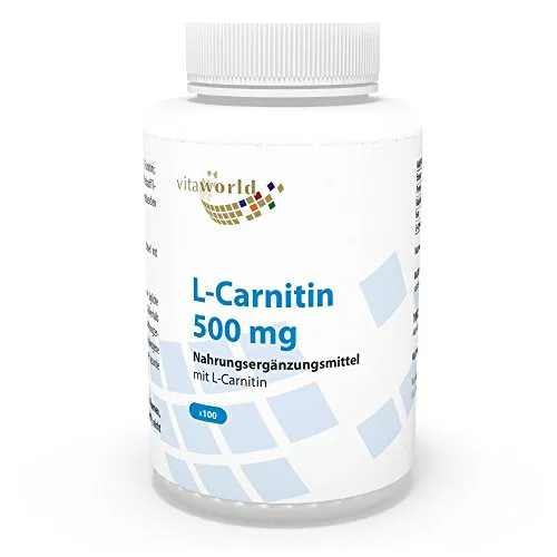 Vita World L-Carnitina 500mg 100 Capsule Vegano/Vegetariano Made in Germany