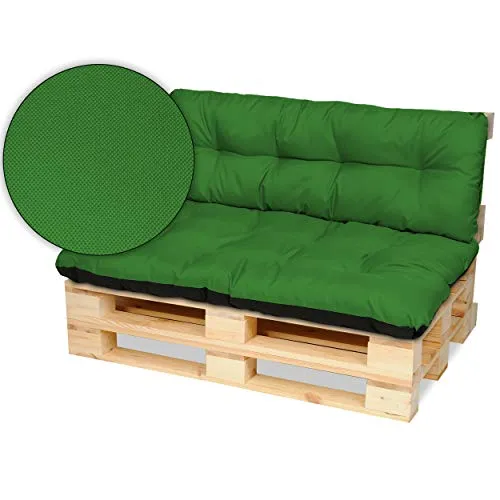 SuperKissen24. Cuscino per Bancale Divano Pallet 120x80 cm con Schienale 120x38 cm Seduta Impermeabile e Comodo per Divanetti da Esterno - Verde