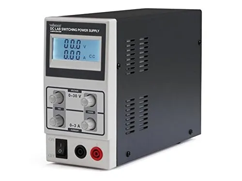VELLEMAN 400435 LABPS3003SM - Alimentatore DC per terminali con display LCD, 0-30 VDC/0-3, colore: Grigio scuro