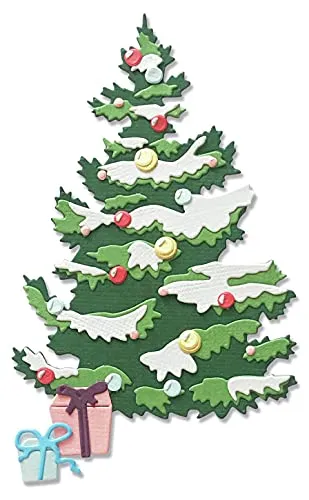 Sizzix 664712-Set di 8 Fustelle Strati 664712-Fustella Thinlits per Albero di Natale, 8 Pezzi, Plastica Carta, Multicolor, Taglia unica
