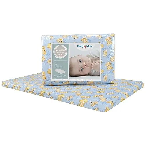 Babysanity Materassino per Lettino da Campeggio 120x60x4 in Fantasia Sfoderabile (Orsetto Marinaio Azzurro)