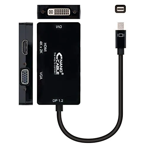 Convertitore da Mini DisplayPort a SVGA/DVI/HDMI, 3 in 1, DP 1.2/M-VGA/H-DVI/M-HDMI/H 4K, 15 cms