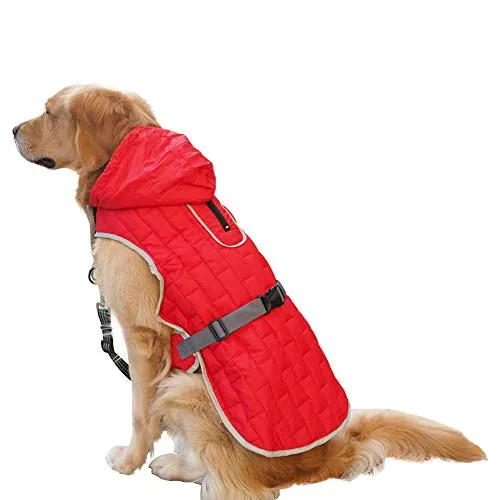 Cappotto invernale per cane, con cappello, disponibile su entrambi i lati, design e impermeabile per cani di taglia piccola, media e grande (3XLtorace:75–105 cm/posteriore: 70 cm/collo: 68–73 cm)