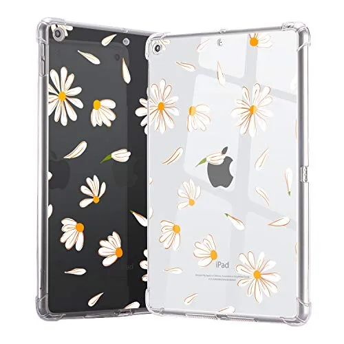 Idocolors Custodia iPad 10.2 2019 (A2197 / A2198 / A2200) Cover iPad 7 Generazione Ultra Sottile Leggero Cover con Protettiva TPU Bumper Trasparente - Daisy carina