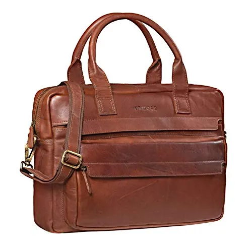 STILORD 'Lorin' Portadocumenti Uomo in Pelle Borsa Tracolla Ventiquattrore Cartella Lavoro Donna per PC Grande Vintage, Colore:cognac-marrone