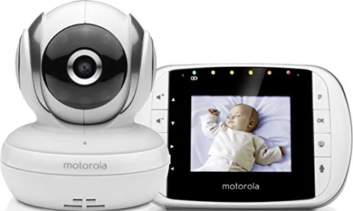 Motorola MBp 33S - Baby Monitor Video Digitale con Schermo LCD a Colori da 2.8”, Modo Eco e Visione Notturna, Bianco