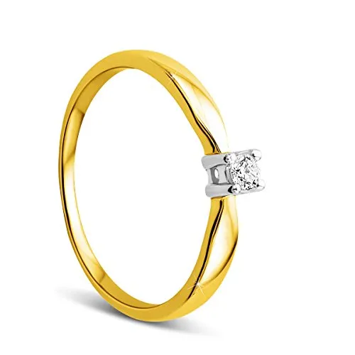 Orovi Anello di fidanzamento in oro giallo 9 carati (375), con brillanti da 0,10 carati, anello in oro giallo con diamanti fatti a mano in Italia e Due ori, 56 (17.8), colore: gold, cod. OR72311R56