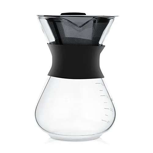 Vaso di vetro a mano macchina per caffè in vetro con filtro permanente in acciaio INOX - 400 ml con scala