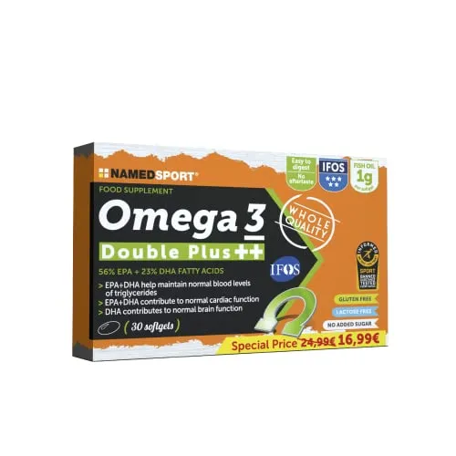 Omega 3 Double Plus 30 softgel - fornisce la più elevata concentrazione di EPA e DHA per capsula softgel e rappresenta l’innovazione più avanzata nella ricerca e nella tecnologia produttiva