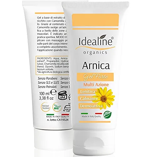 Bio Arnica per Cavalli Uso Umano + Camomilla e Pantenolo Arnica Gel Forte Naturale Multi Azione per Lenire Pelle Muscoli e Articolazioni 100ml Idealine