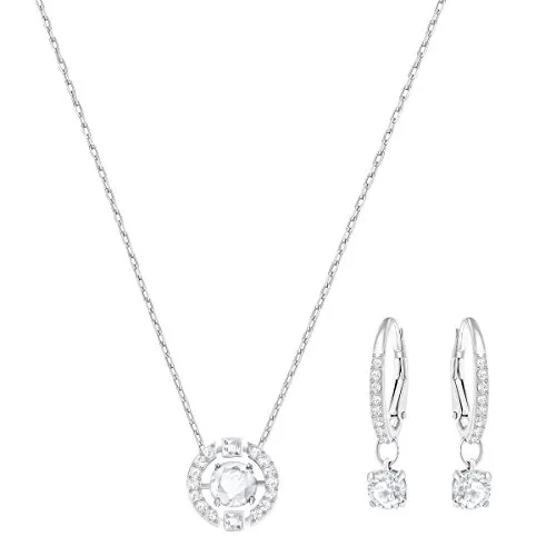 Swarovski Set Sparkling Dance Round, piccolo, bianco, placcatura rodio