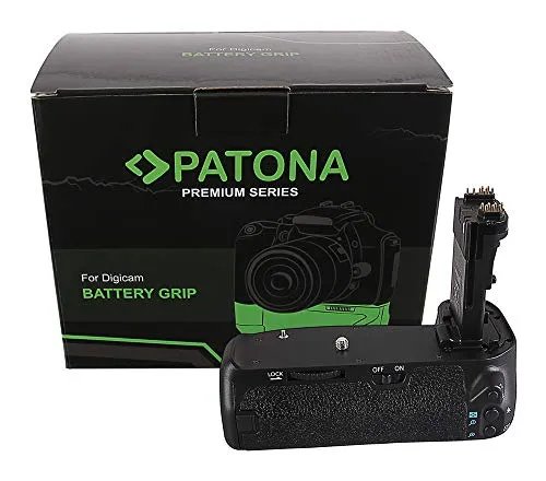 Patona 1498 – Ricambio per impugnatura batteria Canon BG-E14 con telecomando a infrarossi per EOS 70D 80D (vano batterie per 2 X LP-E6 o 6 X AA)