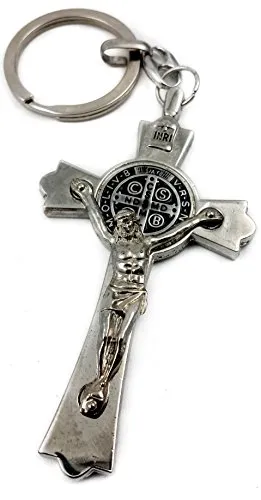 Nazareth Store Medaglia San Benedetto Croce Croce Portachiavi Cattolica Portachiavi Fascino di Gerusalemme 3"
