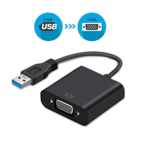 Jiqu SB3.0 to VGA, USB 3.0 a VGA, USB a VGA Video Adattatore convertitore, Multi Monitor, Display Cavo Adattatore Esterno per PC Portatile Windows 10/8.1/8/7/XP [Versione aggiornata] (Nero)