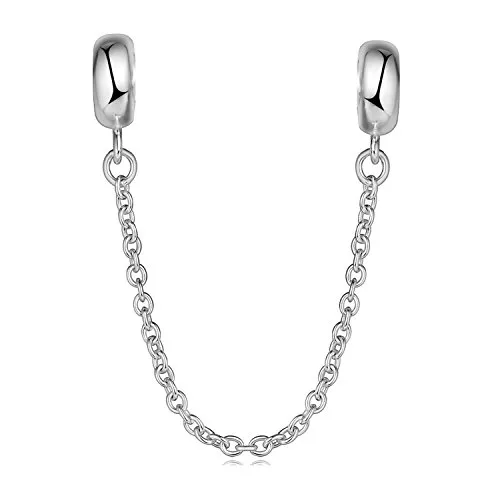 GW Autentico 925 Argento Sterling Catena di Sicurezza con Due Tappi Perline per Braccialetti Pandora Europei