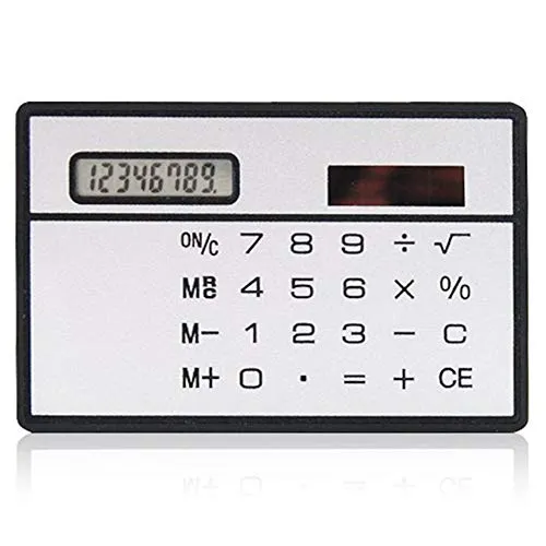 Calcolatrice ultra-sottile, portatile, mini calcolatrice a energia solare, tascabile, per scuola, casa e ufficio