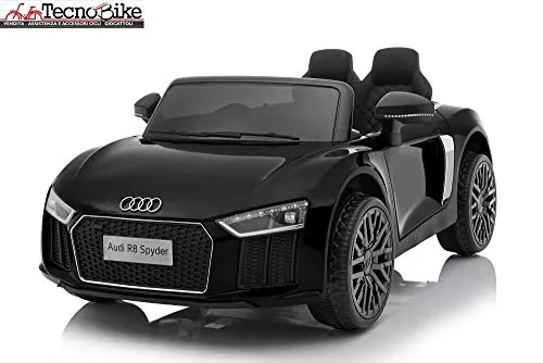 Tecnobike Shop Auto Elettrica per Bambini Audi R8 Spyder 12V Ufficiale Audi 2 Posti in Pelle Luci Suoni Mp3 con Telecomando