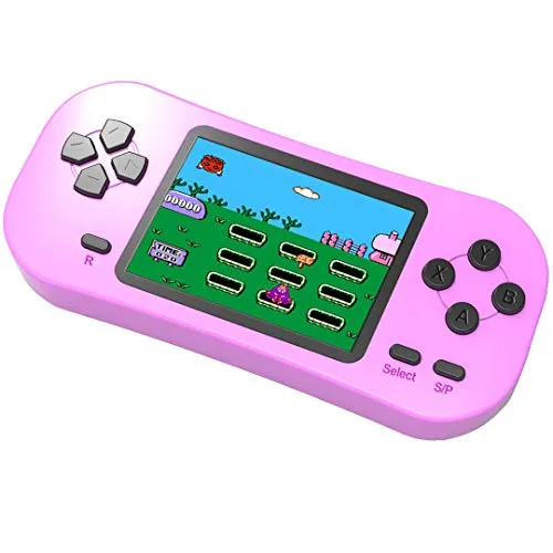 Bornkid Console di Gioco Portatile per Bambini Precaricata con 218 Videogiochi Classici Sistema Arcade Ricaricabile con Display 2,5 Pollici e 3,5 mm per Cuffie Controller di Gioco (Rosa)