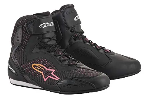 Alpinestars Stella Faster 3 Rideknit Scarpe da moto da donna Nero/Pink/Giallo 5 (36)